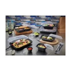 Discount EarthChoice Entree2Go 11.75 in. x 8.75 in. x 2.13 in. 64 oz. Plastic Takeout Container - Black (200/Carton) Tabletop And Serveware