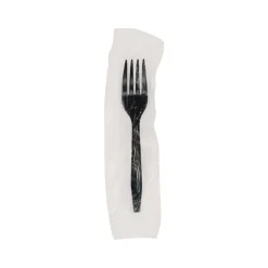 Hot Individually Wrapped Heavyweight Plastic Meadoware Cutlery Fork - Black (1000/Carton) Tabletop And Serveware