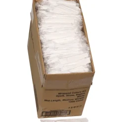 Online Mediumweight Plastic Fieldware Cutlery Napkin/Spork/Straw Kit - White (1000/Carton) Tabletop And Serveware