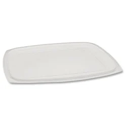 New YCI853000000 9 in. x 7.38 in. x 0.19 in., Deli Container Lid, Flat Lid For 3-Compartment 48/64 oz. Containers - Clear (220/Carton) Tabletop And Serveware