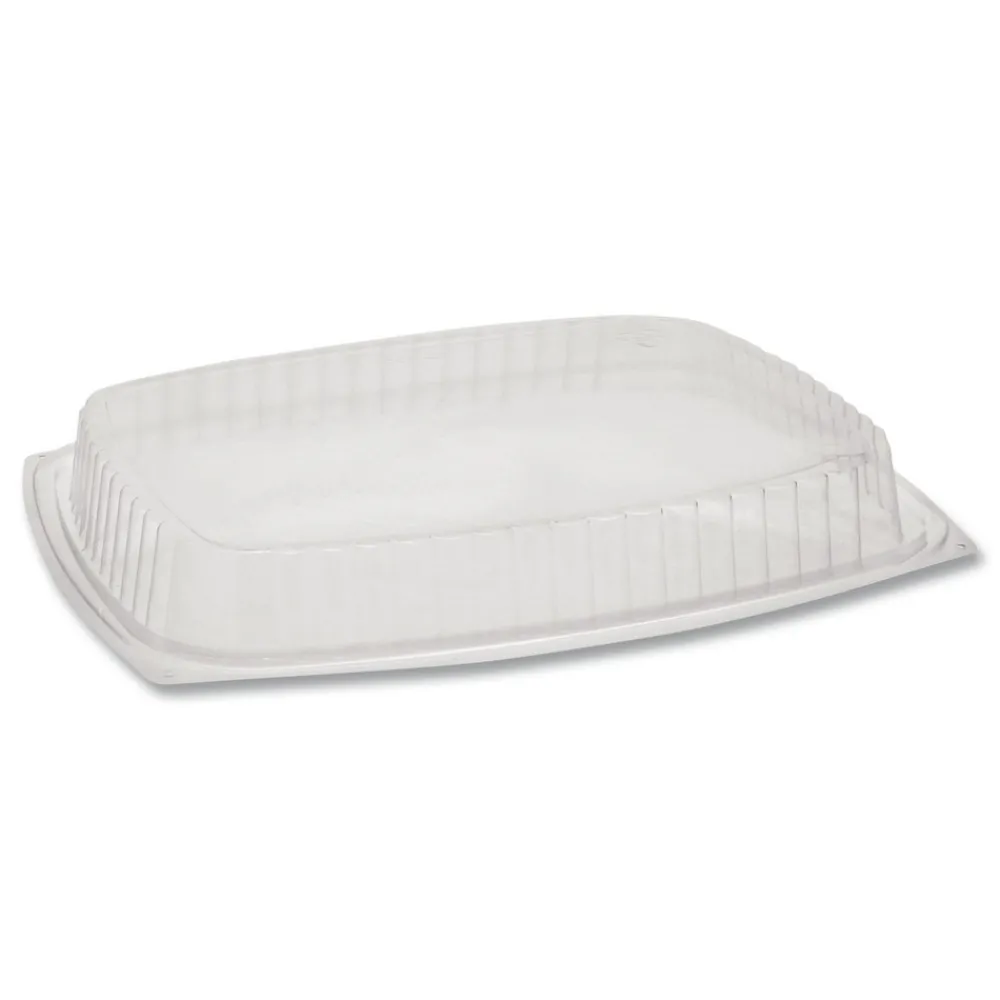 Hot YCI853010000 9 x 7.4 x 1 Showcase Deli Plastic Dome Lid for 3-Compartment 48/64 oz Containers - Clear (220/Carton) Tabletop And Serveware