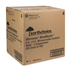 Online YCN808030000 EarthChoice SmartLock 8.31 in. x 8.35 in. x 3.1 in. Microwaveable MFPP 3-Compartment Hinged Lid Containers - White (200/Carton) Tabletop And Serveware