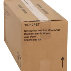 Y6710PET 9.8 in. x 7.8 in. x 1.3 in. 46 oz. Classic Carry-Out Aluminum Container with PET Dome Lid - Silver/Clear (50/Carton) Tabletop And Serveware