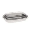 Hot Y6708PET 8.2 in. x 6.2 in. x 1.3 in. 22 oz. Classic Carry-Out Aluminum Container with PET Dome Lid - Silver/Clear (100/Carton) Tabletop And Serveware