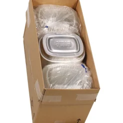 Hot Y6708PET 8.2 in. x 6.2 in. x 1.3 in. 22 oz. Classic Carry-Out Aluminum Container with PET Dome Lid - Silver/Clear (100/Carton) Tabletop And Serveware