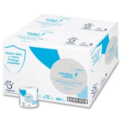 New 1-Ply Double Layer Septic Safe Toilet Tissue - White (96/Carton) Cleaning & Janitorial Supplies