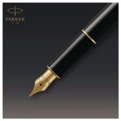 Sale Sonnet Medium 1 mm Fountain Pen with Gift Box - Black Ink/Black/Gold Barrel Pens, Pencils & Markers