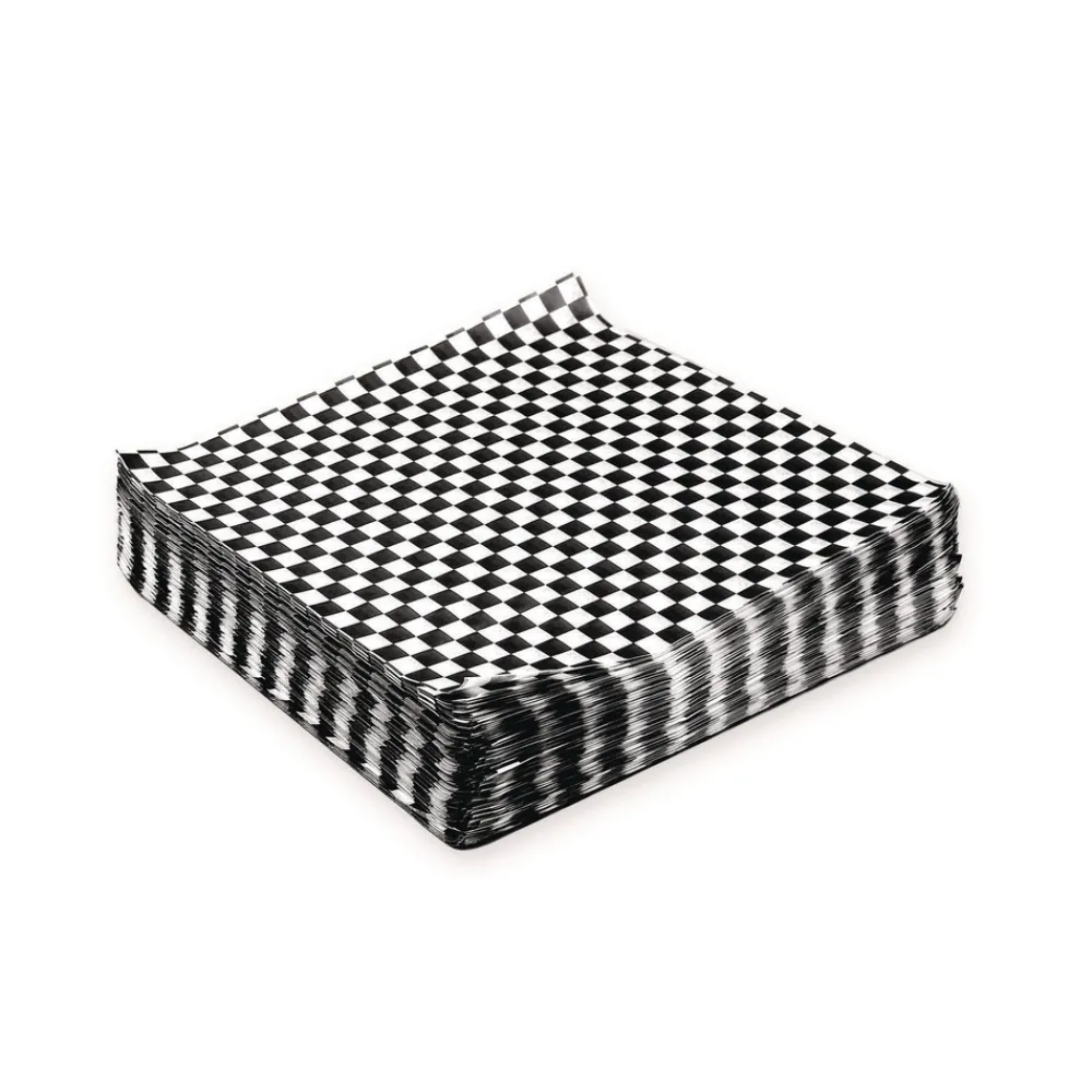 Outlet WG01006 12 in. x 12 in. Grease-Resistant Food Wrap - Black Check (5000/Carton) Tabletop And Serveware