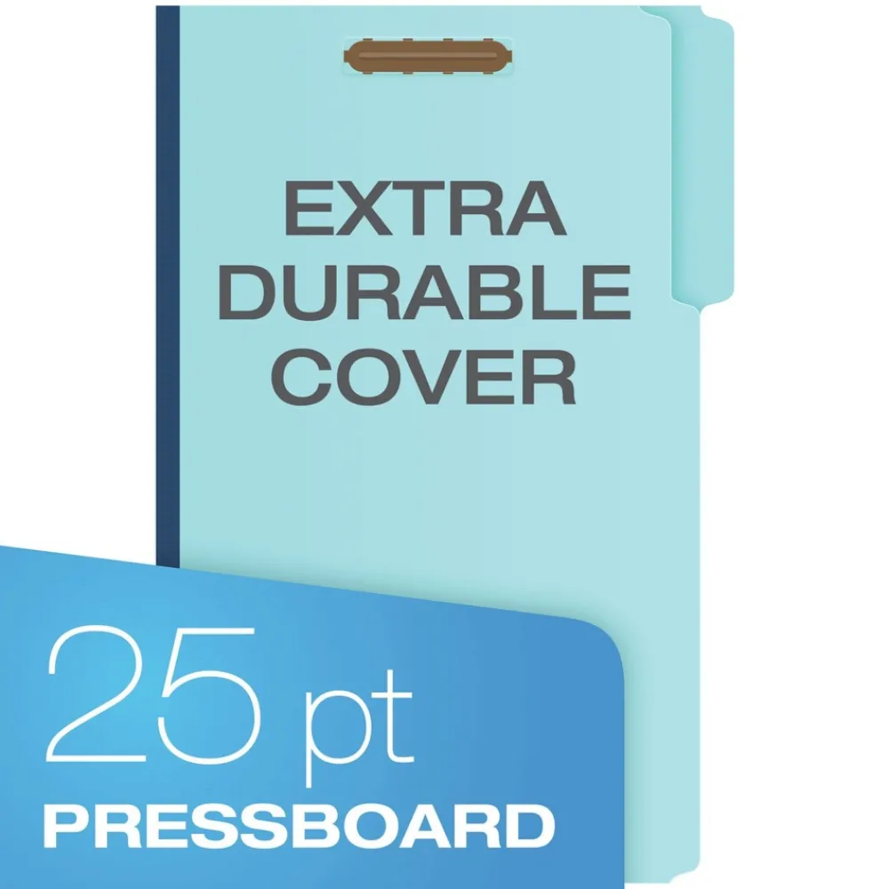 Heavy-Duty Pressboard Folders With Embossed Fasteners, Legal Size, Blue, 25/box Filing & Folders