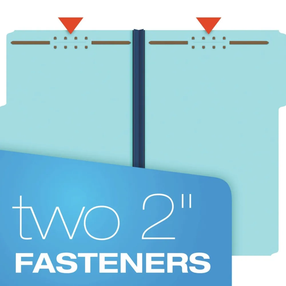 Heavy-Duty Pressboard Folders With Embossed Fasteners, Legal Size, Blue, 25/box Filing & Folders