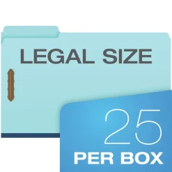 Heavy-Duty Pressboard Folders With Embossed Fasteners, Legal Size, Blue, 25/box Filing & Folders