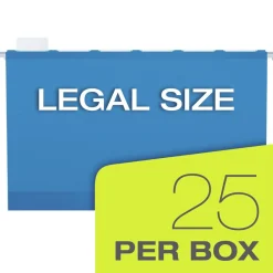 Discount SureHook 3 in. Capacity 1/5-Cut Tabs 1 Section Legal Size Reinforced Extra-Capacity Hanging Box File - Blue (25/Box) Filing & Folders