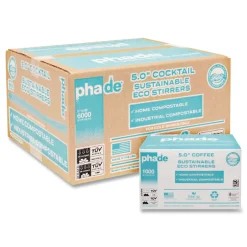 511170 5 in. PHA Marine Biodegradable Stir Straws - Ocean Blue (1000/Box, 6 Boxes/Carton) Tabletop And Serveware