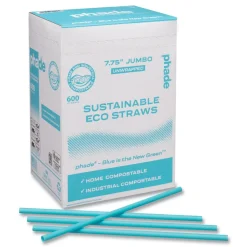 Best 7.75 in. Marine Biodegradable Straws - Ocean Blue (6000/Carton) Tabletop And Serveware