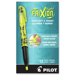 Hot Frixion Light Erasable Highlighter, Yellow Ink, Chisel Tip, Yellow/black Barrel, Dozen Pens, Pencils & Markers