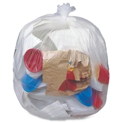 40 Gallon 1.35 mil 40 in. x 46 in. Eco Strong Plus Can Liners - Natural (100/Carton) Trash & Waste Bins