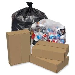 Sale 38 in. x 58 in. 1.35 mil 60 gal. Eco Strong Plus Can Liners - Black (100/Carton) Trash & Waste Bins