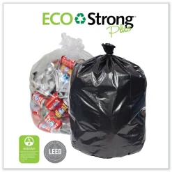 Online 40 in. x 46 in. 1.7 mil 40 gal. Eco Strong Plus Can Liners - Black (100/Carton) Trash & Waste Bins