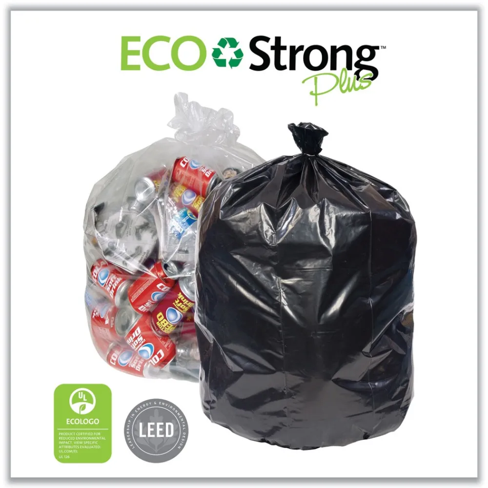 Discount Eco Strong Plus 40 in. x 46 in. 14 mic 40 Gallon Can Liners - Natural (250/Carton) Trash & Waste Bins