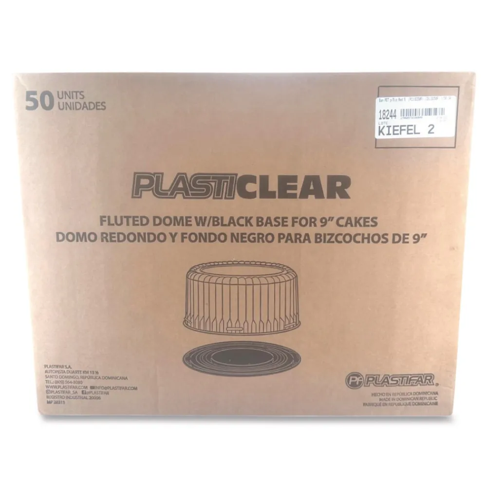 Sale Bakery Containers, 9-in Cake Container, 11.2-in Diameter x 3.5-in h, Black/Clear, 50/Carton Tabletop And Serveware