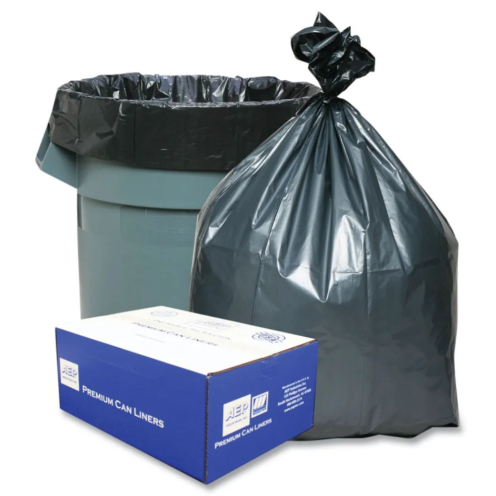 Discount 39 in. x 56 in. 60-Gallon 1.55 mil. Can Liners - Gray (50/Carton) Trash & Waste Bins