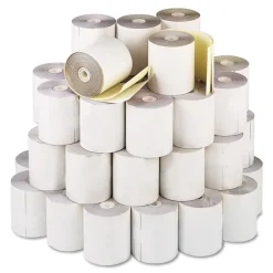 Discount 3 in. x 90 ft. Impact Printing Carbonless Paper Rolls - White/Canary (50/Carton) Paper & Printables