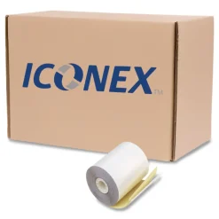Discount 3 in. x 90 ft. Impact Printing Carbonless Paper Rolls - White/Canary (50/Carton) Paper & Printables
