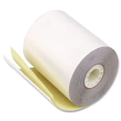 Discount 3 in. x 90 ft. Impact Printing Carbonless Paper Rolls - White/Canary (50/Carton) Paper & Printables
