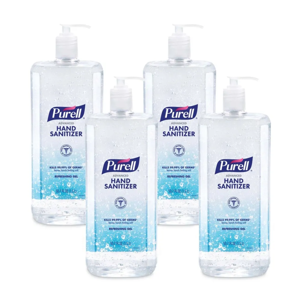 Clearance 5015-04 1.5 L Pump Bottle Advanced Hand Sanitizer Refreshing Gel - Clean Scent (4/Carton) Skin Care & Personal Hygiene