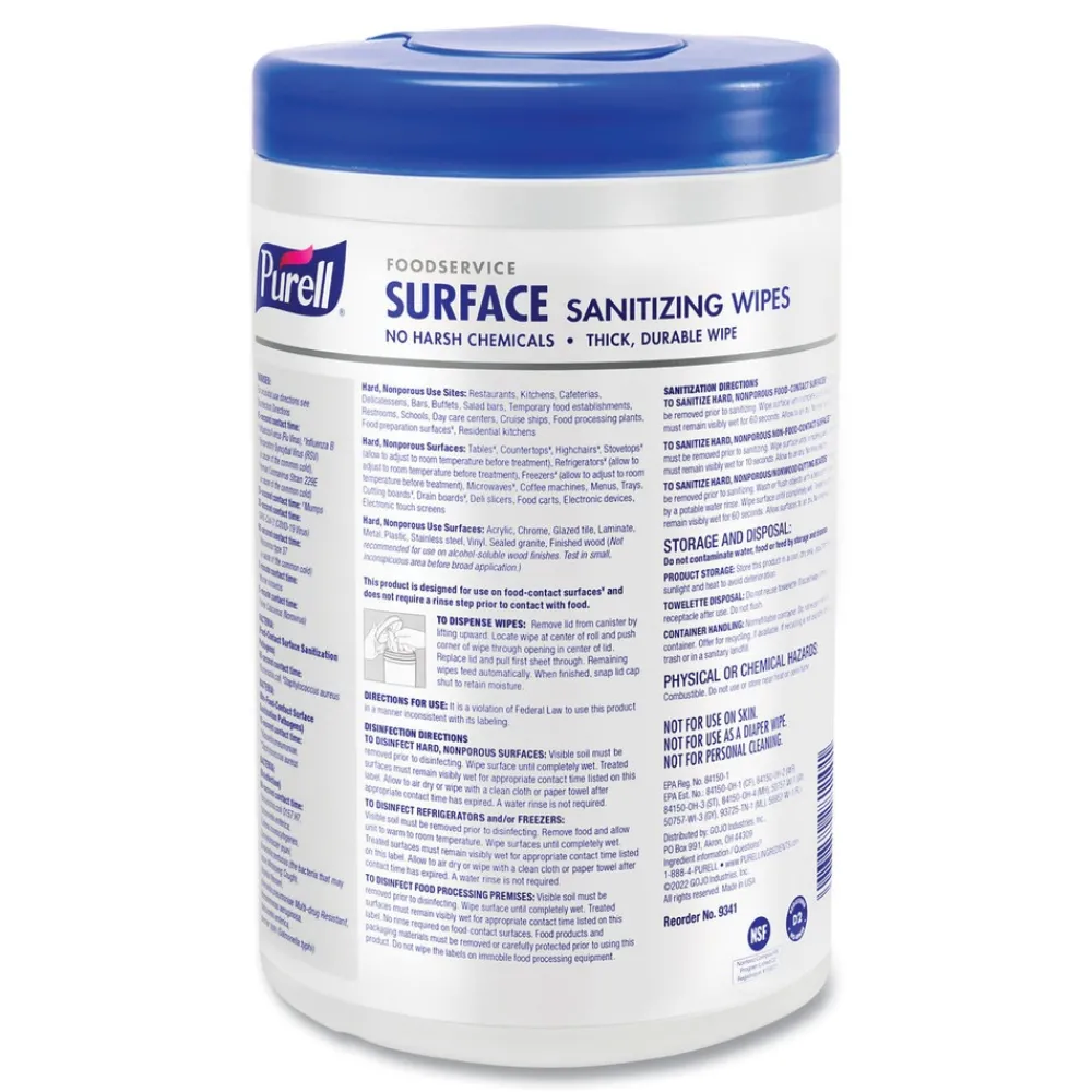 Discount 1-Ply 10 in. x 7 in. Fragrance-Free Foodservice Surface Sanitizing Wipes - White (6/Carton) Cleaning & Janitorial Supplies