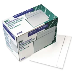 Online 9 in. x 12 in. #10 1/2 Cheese Blade Flap Gummed Closure Open-Side Booklet Envelope - White (250/Box) Mailing, Packing & Shipping