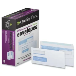 New 4.13 in. x 9.5 in. #10 Commercial Flap Redi-Seal Adhesive Closure Double Window Redi-Seal Security-Tinted Envelope - White (500/Box) Mailing, Packing & Shipping