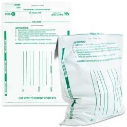Clearance 10 in. x 13 in. Poly Night Deposit Bags with Tear-Off Receipt - White (100/Pack) Retail Store Supplies