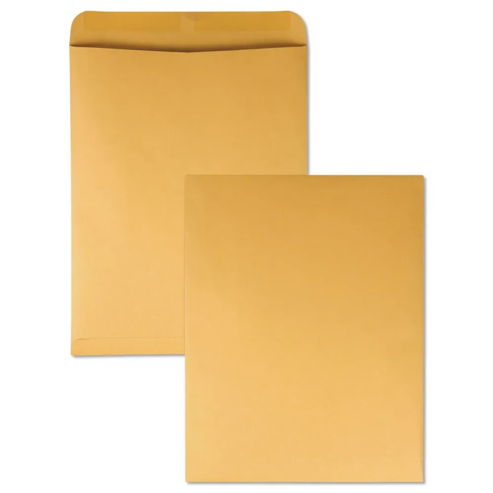 Outlet 12 x 15.5 Gummed Closure Square Flap Catalog Envelope - Brown Kraft (250/Box) Mailing, Packing & Shipping