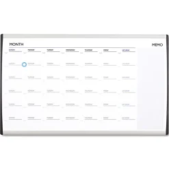 30 in. x 18 in. ARC Frame Cubicle Monthly Planning/Scheduling Calendar Board - White Magnetic Surface/Satin Aluminum Frame Office Presentation Supplies