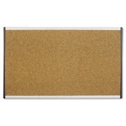 New 30 in. x 18 in. ARC Frame Cubicle Cork Bulletin Board - Tan Surface/Satin Aluminum Frame Office Presentation Supplies