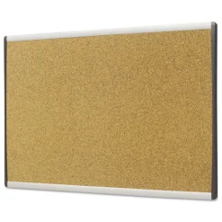 New 30 in. x 18 in. ARC Frame Cubicle Cork Bulletin Board - Tan Surface/Satin Aluminum Frame Office Presentation Supplies