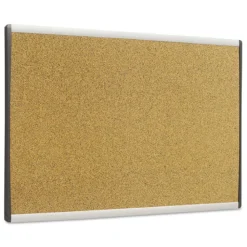 New 30 in. x 18 in. ARC Frame Cubicle Cork Bulletin Board - Tan Surface/Satin Aluminum Frame Office Presentation Supplies