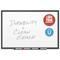 Hot 72 in. x 48 in. Classic Series Porcelain Magnetic Dry Erase Board - White Surface, Black Aluminum Frame Office Presentation Supplies