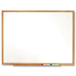 Outlet 36 in. x 24 in. Oak Finished Fiberboard (MDF) Frame Classic Series Total Erase Dry Erase Boards - White Surface Office Presentation Supplies