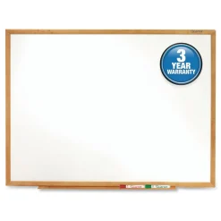 Outlet 36 in. x 24 in. Oak Finished Fiberboard (MDF) Frame Classic Series Total Erase Dry Erase Boards - White Surface Office Presentation Supplies