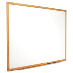 Outlet 36 in. x 24 in. Oak Finished Fiberboard (MDF) Frame Classic Series Total Erase Dry Erase Boards - White Surface Office Presentation Supplies