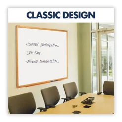 Outlet 36 in. x 24 in. Oak Finished Fiberboard (MDF) Frame Classic Series Total Erase Dry Erase Boards - White Surface Office Presentation Supplies