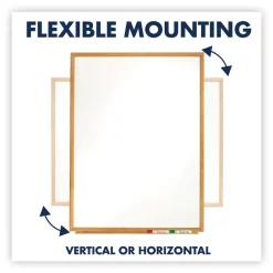 Outlet 36 in. x 24 in. Oak Finished Fiberboard (MDF) Frame Classic Series Total Erase Dry Erase Boards - White Surface Office Presentation Supplies