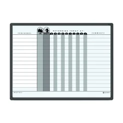 Online 24 in. x 18 in. 15-Person Employee In/Out Tracking Board System - White/Gray Surface/Black Aluminum Frame Office Presentation Supplies