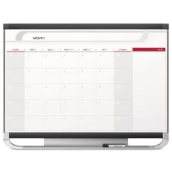 Clearance 36 in. x 24 in. Prestige 2 Magnetic Total Erase Monthly Calendar - White Surface, Graphite Gray Fiberboard/Plastic Frame Office Presentation Supplies