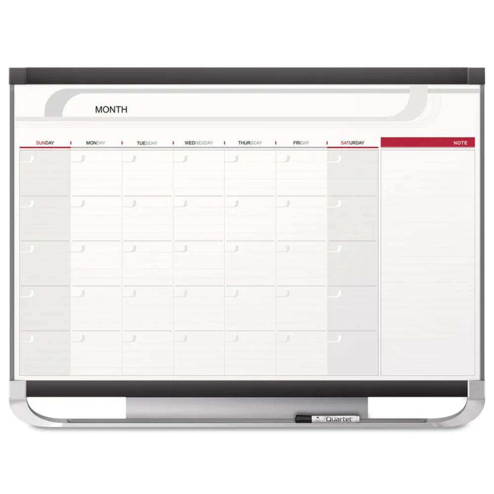 Clearance 36 in. x 24 in. Prestige 2 Magnetic Total Erase Monthly Calendar - White Surface, Graphite Gray Fiberboard/Plastic Frame Office Presentation Supplies