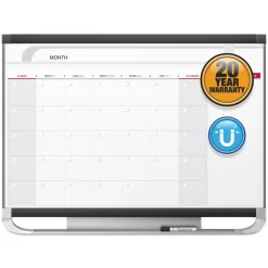 Clearance 36 in. x 24 in. Prestige 2 Magnetic Total Erase Monthly Calendar - White Surface, Graphite Gray Fiberboard/Plastic Frame Office Presentation Supplies