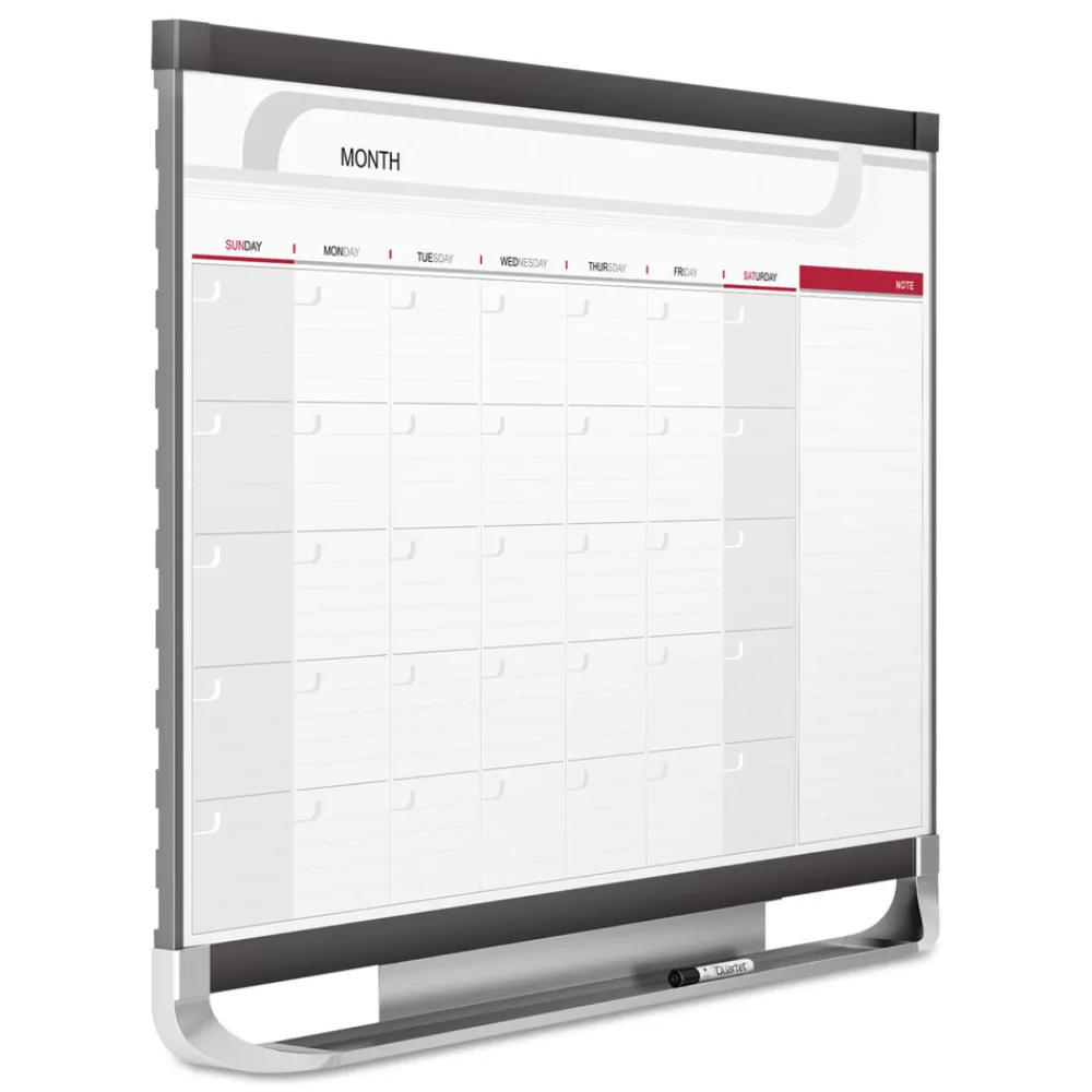 Clearance 36 in. x 24 in. Prestige 2 Magnetic Total Erase Monthly Calendar - White Surface, Graphite Gray Fiberboard/Plastic Frame Office Presentation Supplies