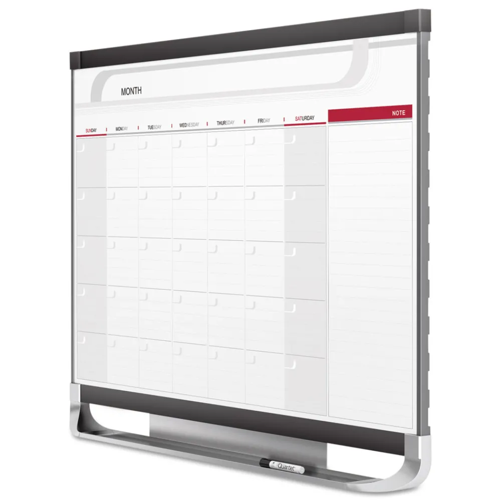 Clearance 36 in. x 24 in. Prestige 2 Magnetic Total Erase Monthly Calendar - White Surface, Graphite Gray Fiberboard/Plastic Frame Office Presentation Supplies